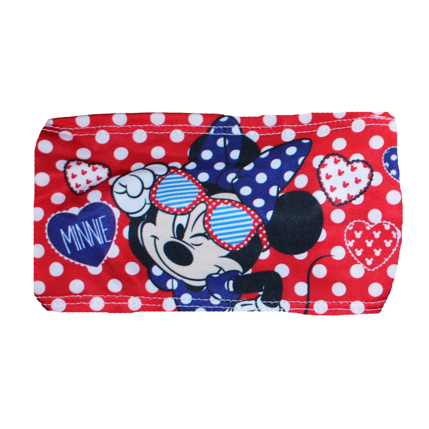 Bentita poliester, rosie cu buline, Minnie
