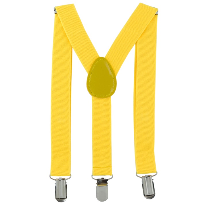 Bretele copii, galben, inchizatori metalice, 25 mm, BR31