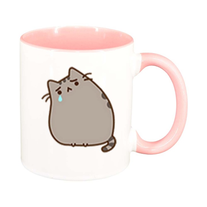 Cana "Emoji Cat", interior roz, 330ml, D1010