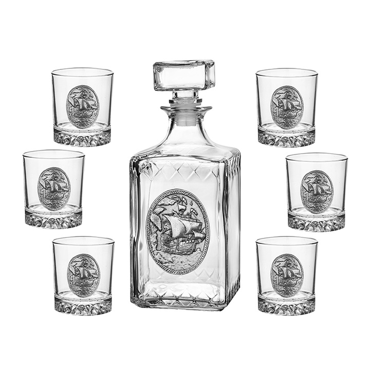 Сет бутилка+чаши Димс-92 Сет бутилка кораб + 6 чаши кораб DG021