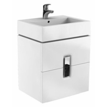 Mobilier baza cu lavoar Kolo Twins 60 cm, alb lucios, 2 sertare, inchidere lenta Mobilier baza cu lavoar Kolo Twins 60 cm, alb lucios, 2 sertare, inchidere lenta