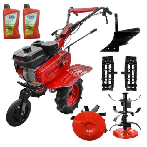 Pachet motosapa Weima WM 500 cu motor de 7 CP, benzina, freze cu latime 50-80 cm,roti cauciuc, roti metal, plug arat + CADOU 1L Ulei motor + 1l ulei transmisie