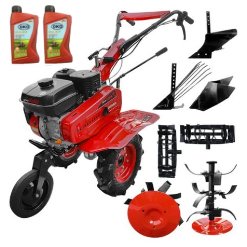 Pachet motosapa Weima WM 500 cu motor de 7 CP, benzina, freze cu latime 50-80 cm,roti cauciuc, roti metal, plug arat, rarita fixa, plug cartofi + CADOU 1L Ulei motor + 1l ulei transmisie