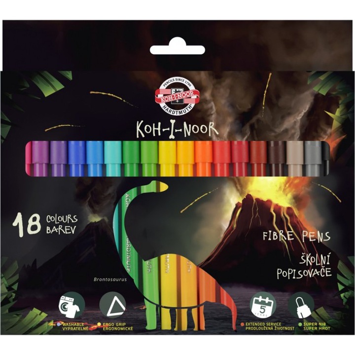 Set carioca Koh-I-Noor Dino, 18 culori