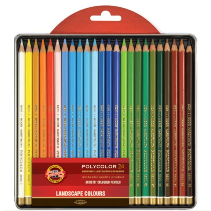 Комплект цветни моливи Polycolor, LANDSCAPE, 24 цвята