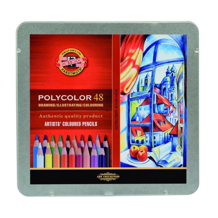 Комплект цветни моливи Polycolor, 48 цвята