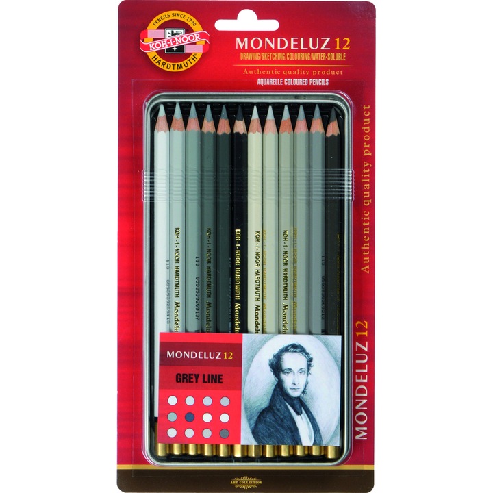 Set 12 culori Mondeluz, 12 nuante gri
