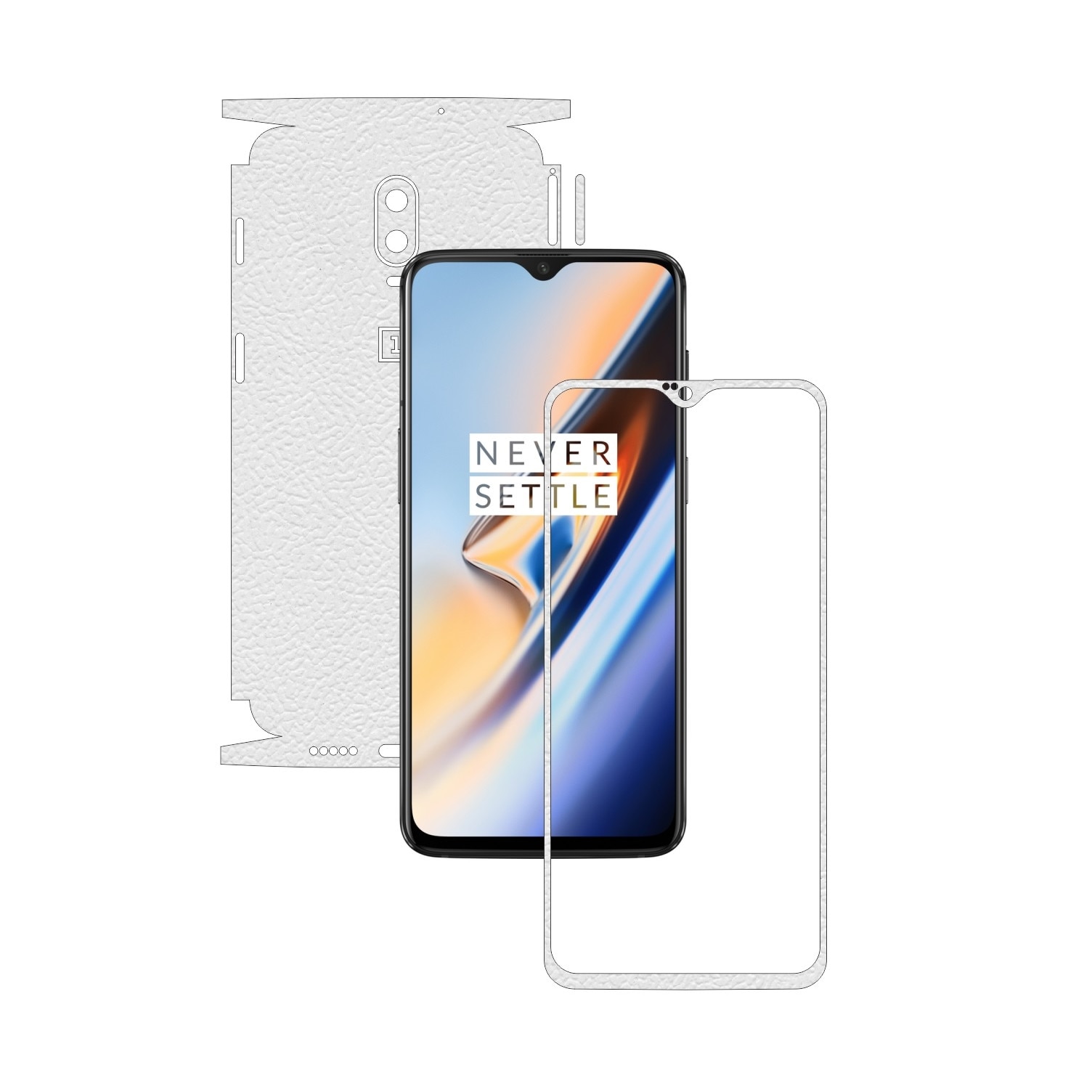 Folie Protectie Carbon Skinz pentru OnePlus 6T - Piele Alba 360 Cut, Skin Adeziv Full Body Cover pentru Rama Ecran, Carcasa Spate si Laterale