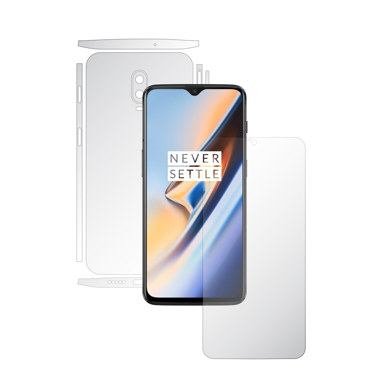 Folie Full Body Invisible Skinz UHD AutoRegeneranta pentru OnePlus 6T - Folie Protectie Siliconica Ultra-Clear cu taiere Split Cut pentru Ecran, Carcasa Spate si Laterale, Skin Adeziv Transparent, Edge to Edge Cover