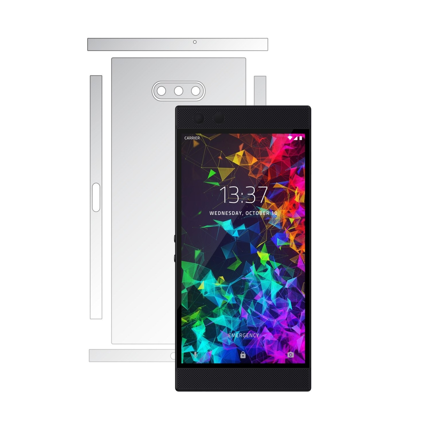 Folie Protectie spate Invisible Skinz UHD AutoRegeneranta pentru Razer Phone 2 - Folie Siliconica Ultra-Clear cu taiere Split Cut pentru Carcasa Spate si Laterale, Skin Adeziv Transparent, Edge to Edge Full Case Cover