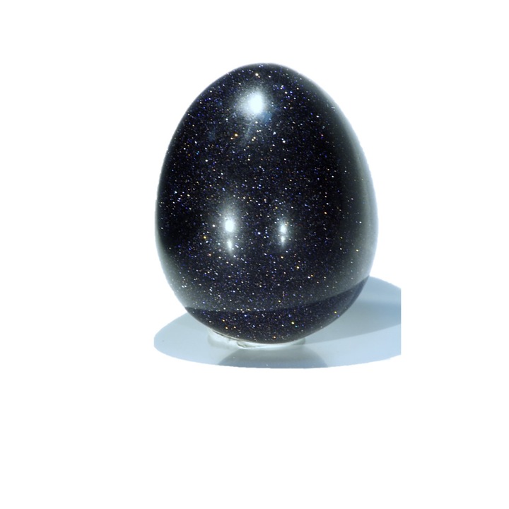 Яйце от полускъпоценни камъни Minerals Rainbow, Слънчев Камък индиго 5,1/4,1 см
