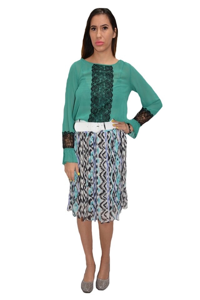 Fusta lejera primavara/vara,din voal,D&J Exclusive,, Albastru