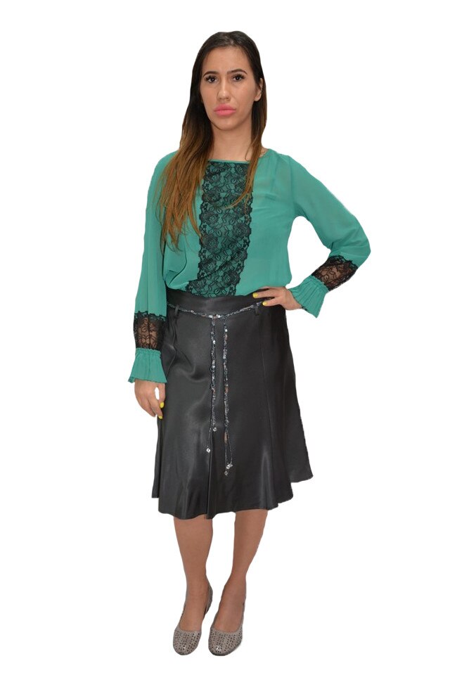 Fusta elegnta,croiala in clos,curelusa fina,D&J Exclusive, Gri