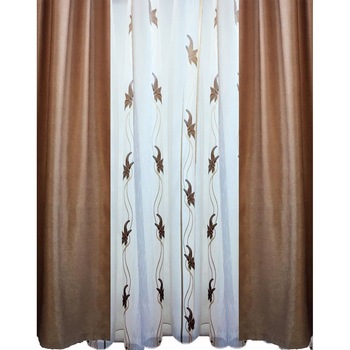 Set doua draperii si perdea Cocoa Leaves by Liz Line-SDP22 Set doua draperii si perdea Cocoa Leaves by Liz Line-SDP22