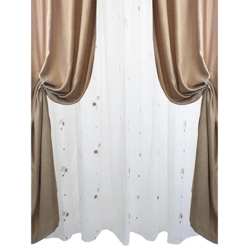 Set doua draperii si perdea Coffee Cream by Liz Line-SDP13 Set doua draperii si perdea Coffee Cream by Liz Line-SDP13