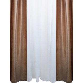 Set doua draperii si perdea Cognac Cream by Liz Line-SDP20 Set doua draperii si perdea Cognac Cream by Liz Line-SDP20