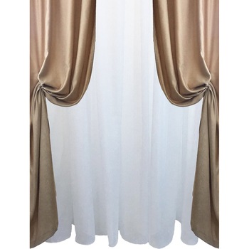 Set doua draperii si perdea Coffee Milk by Liz Line-SDP18 Set doua draperii si perdea Coffee Milk by Liz Line-SDP18