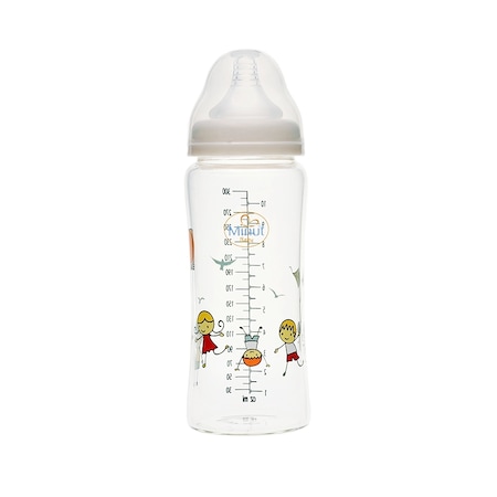 Biberon Minut Baby, sticla borosilicat, gat larg, 300 ml, 3+