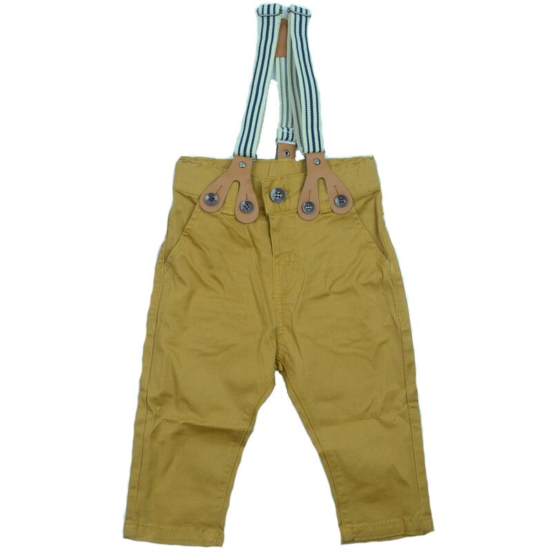 Pantaloni casual, baieti, Vitamins, uni, cu bretele, Maro