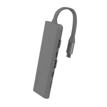 Hub USB-C Allocacoc HDMI 4K/1080p, USB-C, USB-A 3.0, USB-C (alimentare), cititor card Micro-SD/TF, negru Hub USB-C Allocacoc HDMI 4K/1080p, USB-C, USB-A 3.0, USB-C (alimentare), cititor card Micro-SD/TF, negru