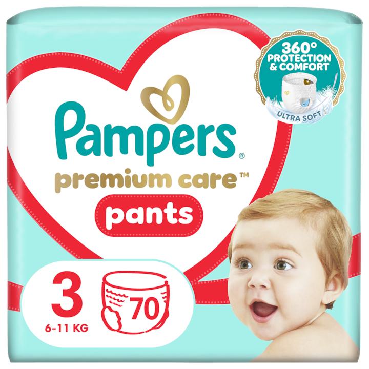 ΠΠ΅Π»Π΅Π½ΠΈ-Π³Π°ΡΠΈΡΠΊΠΈ Pampers Premium Care Pants Mega Box, Π Π°Π·ΠΌΠ΅Ρ 3, 6-11 ΠΊΠ³, 70 Π±ΡΠΎΡ
