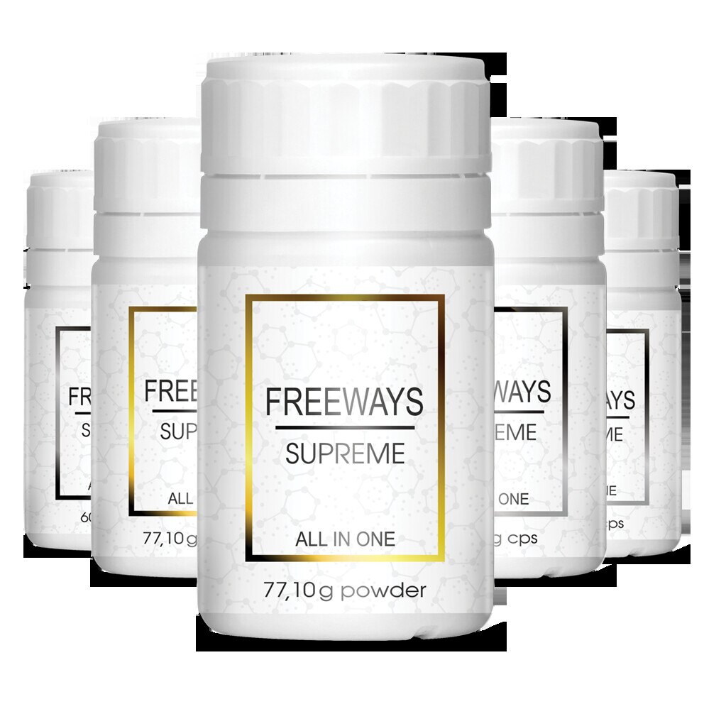 Suplimet natural, Supreme All In One, Pachet cu 10 flacoane pulberi + 1 flacon capsule, Freeways