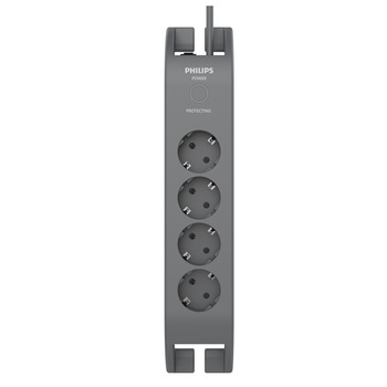 Prelungitor cu protectie Philips SPN3140A/58, 4 prize, 2m, 900 J, negru Prelungitor cu protectie Philips SPN3140A/58, 4 prize, 2m, 900 J, negru