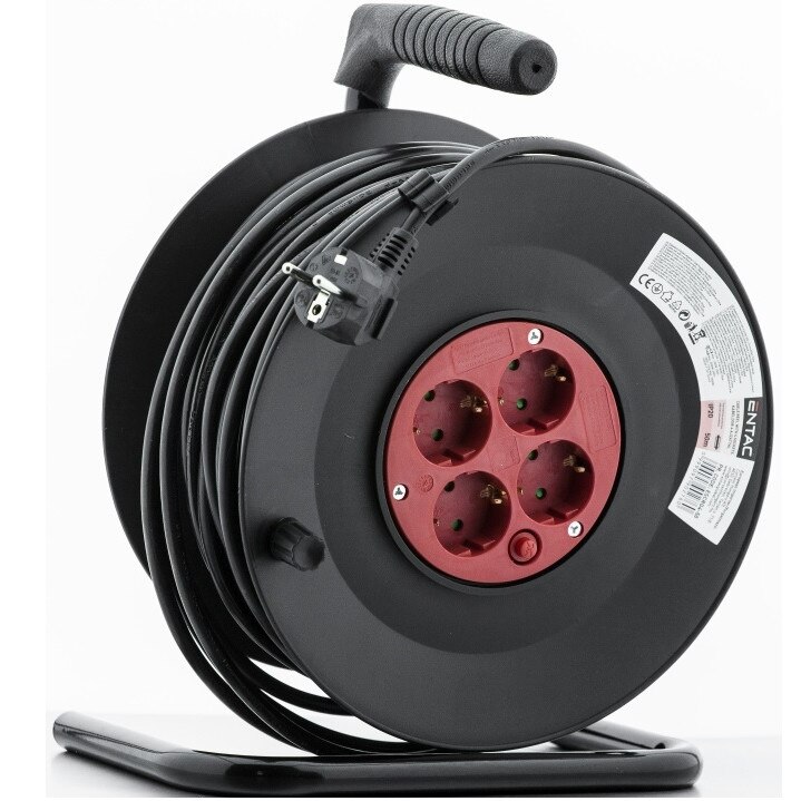 Derulator pe tambur ENTAC 4 prize schuko 25 metri, 3X1.5 mmp