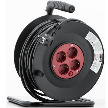 Derulator pe tambur ENTAC 4 prize schuko 25 metri, 3X1.5 mmp Derulator pe tambur ENTAC 4 prize schuko 25 metri, 3X1.5 mmp