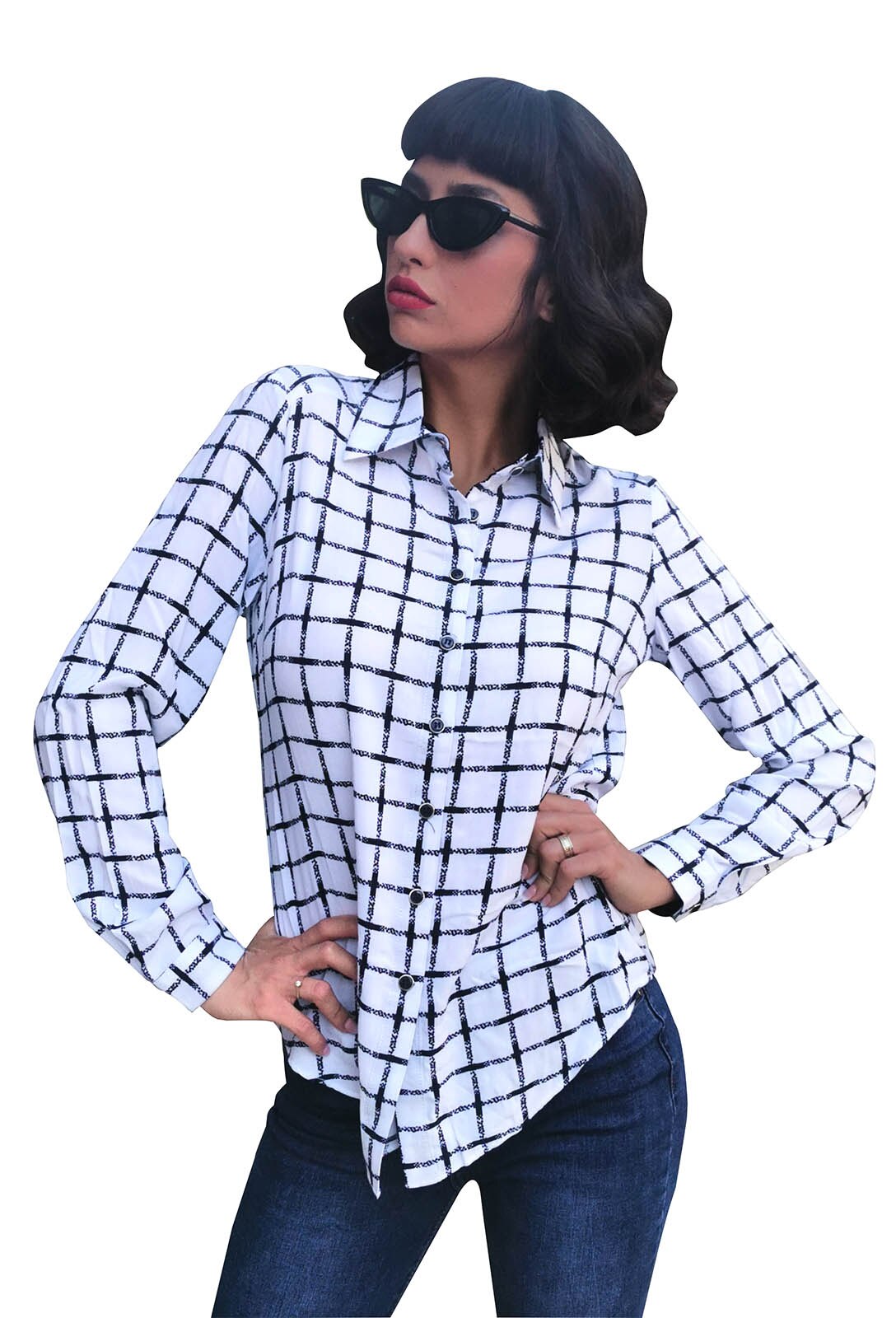 Camasa dama donna hermosa, Alba cu imprimeu albastru, S