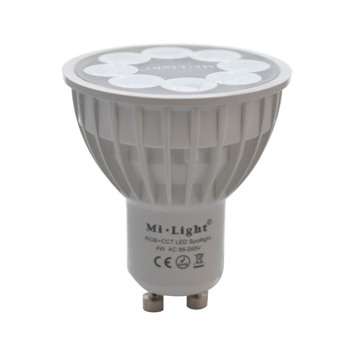 Bec LED inteligent Mi-Light 2.4GHz Wireless RF 4W RGB + Alb Variabil GU10