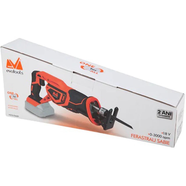 Ferastrau sabie cu acumulator One EPTO, Evotools, 3000rpm, semiprofesional, negru/portocaliu