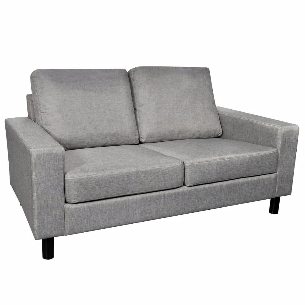 Canapea cu 2 locuri, vidaXL, tapiterie din material textil, gri deschis, 150 x 87 x 81 cm