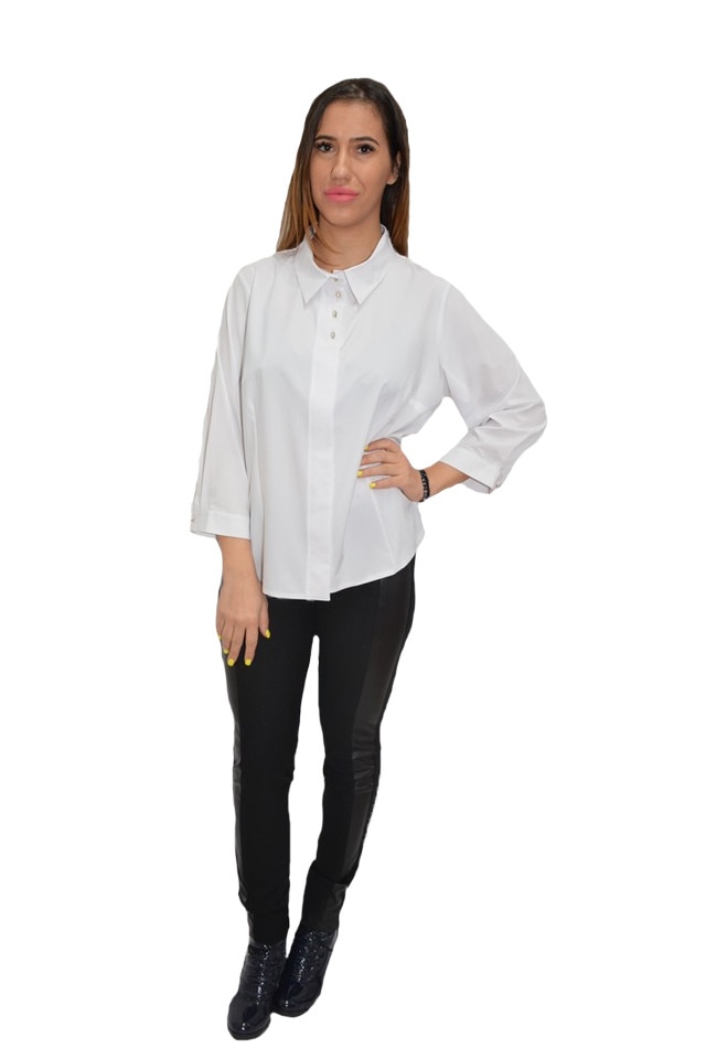 Camasa dama, rafinata, model simplu, cu nasturi eleganti, D&J Exclusive, alb, Alb