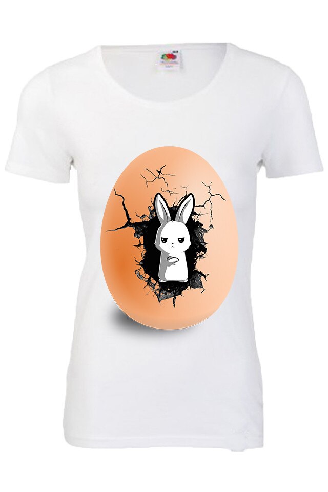 Tricou dama, ANGRY BUNNY, Cadouri Urbane, Alb/Portocaliu