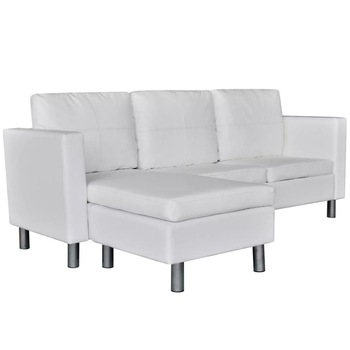 Canapea modulara cu 3 locuri, vidaXl, piele artificiala, alb, 188 x 122 x 77 cm Canapea modulara cu 3 locuri, vidaXl, piele artificiala, alb, 188 x 122 x 77 cm