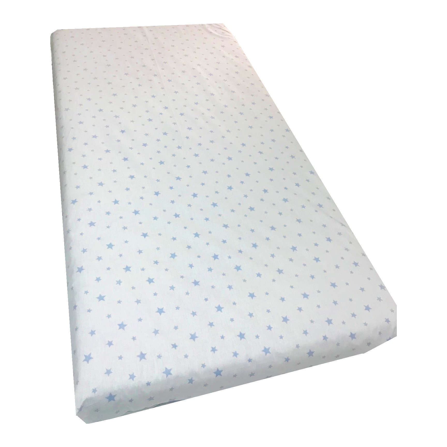 Cearsaf cu elastic roata pentru saltea 90x200 cm Deseda Stelute pe alb