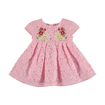 Rochie eleganta Mayoral din dantela broderii florale pentru fetita, Roz Rochie eleganta Mayoral din dantela broderii florale pentru fetita, Roz
