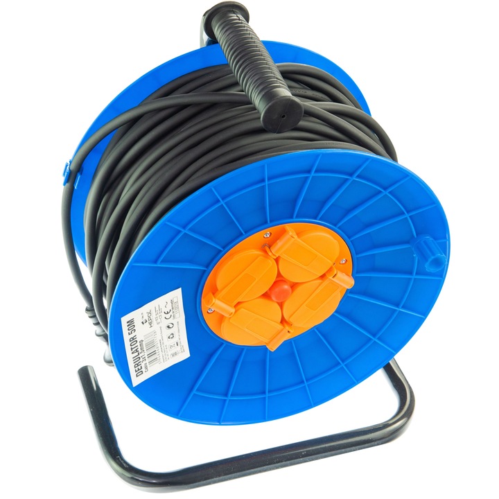 Макара HEPOL, 4 гнезда, защита от деца, 50м, 3х1,5 мм