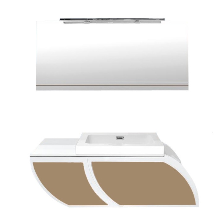 Mobilier cu lavoar compozit si oglinda , Taberner , Leo , 120 cm