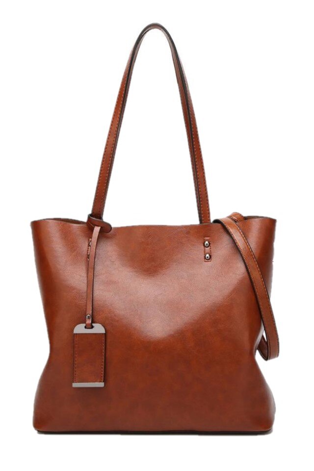 Geanta Dama de mana si umar din Piele ecologica Maro