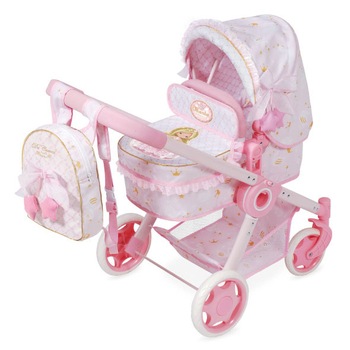 Carut pliant pentru papusi convertibil cu rucsac, 75 cm, De Cuevas Carut pliant pentru papusi convertibil cu rucsac, 75 cm, De Cuevas