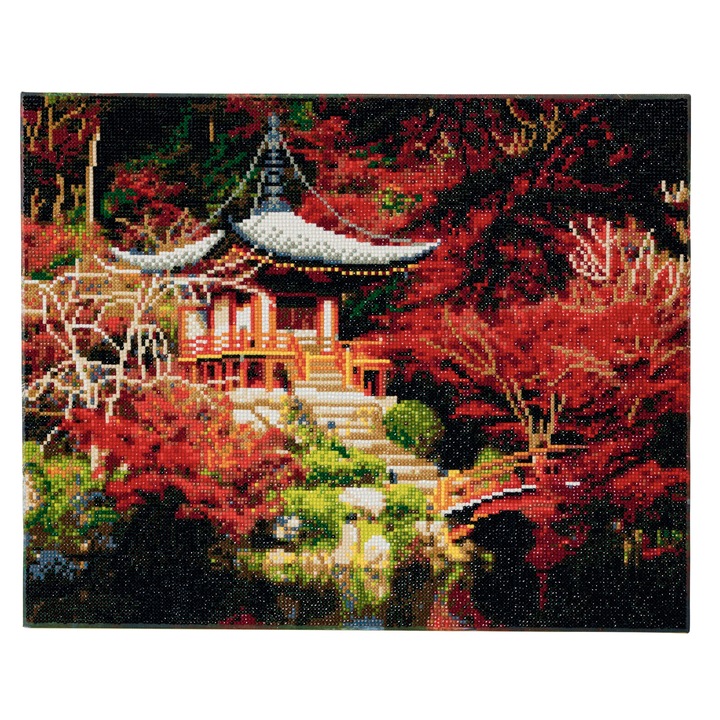 Set creativ tablou cu cristale, Crystal Art Chinese House 40x50cm, Craft Buddy