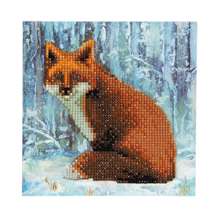 Set creativ tablou cu cristale Winter Fox 18x18cm, Craft Buddy