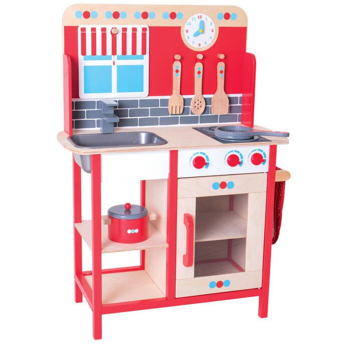 Set joaca Prima mea bucatarie, butoane cu sunet clic, agatatoare pentru ustensile, 95 x 57.6 x 30 cm