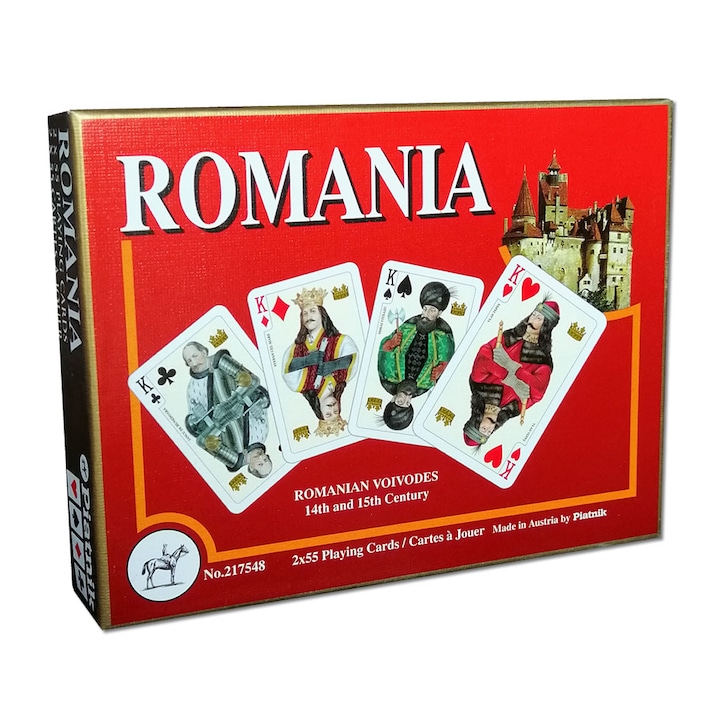 Piatnik játékkártya, "Románia", 2 csomag 52 kártya + 6 joker, luxusdobozban