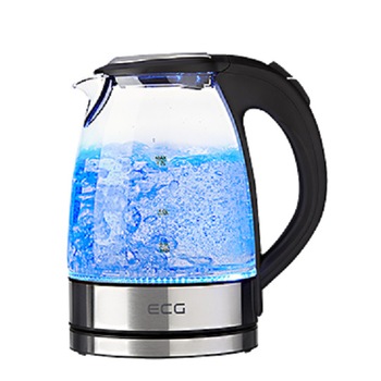 Cana electrica fierbator din sticla ECG RK 1776 Glass, 1,7 L, 2200 W, lumina albastra de fundal Cana electrica fierbator din sticla ECG RK 1776 Glass, 1,7 L, 2200 W, lumina albastra de fundal