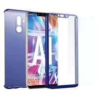 Husa 360° Full Protection - Huawei Mate 20 Lite - Albastru - (fata + spate + folie de protectie din sticla)