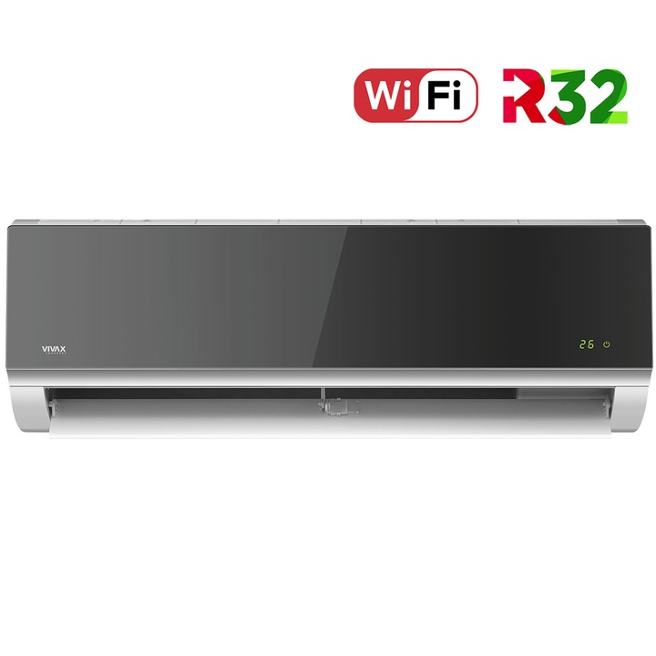 Aer conditionat Vivax ACP-12CH35AERI SILVER MIRROR R-Design Wi-Fi, R32, Inverter, 12000 BTU/h, Clasa A++, Ionizator, I feel, Autodiagnoza, Autocuratare, Autodetectie scurgeri freon, filtru Bio, filtru Anti-Praf, ECO-Mode