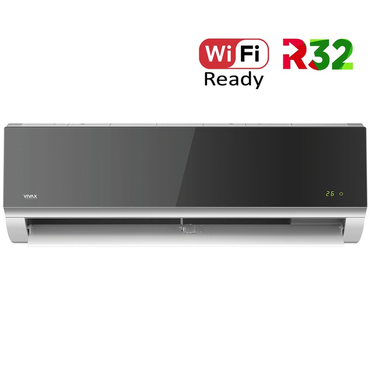 Aer conditionat Vivax ACP-12CH35AERI SILVER MIRROR R-Design Wi-Fi Ready, R32, Inverter, 12000 BTU/h, Clasa A++, Ionizator, I feel, Autodiagnoza, Autocuratare, Autodetectie scurgeri freon, filtru Bio, filtru Anti-Praf, ECO-Mode